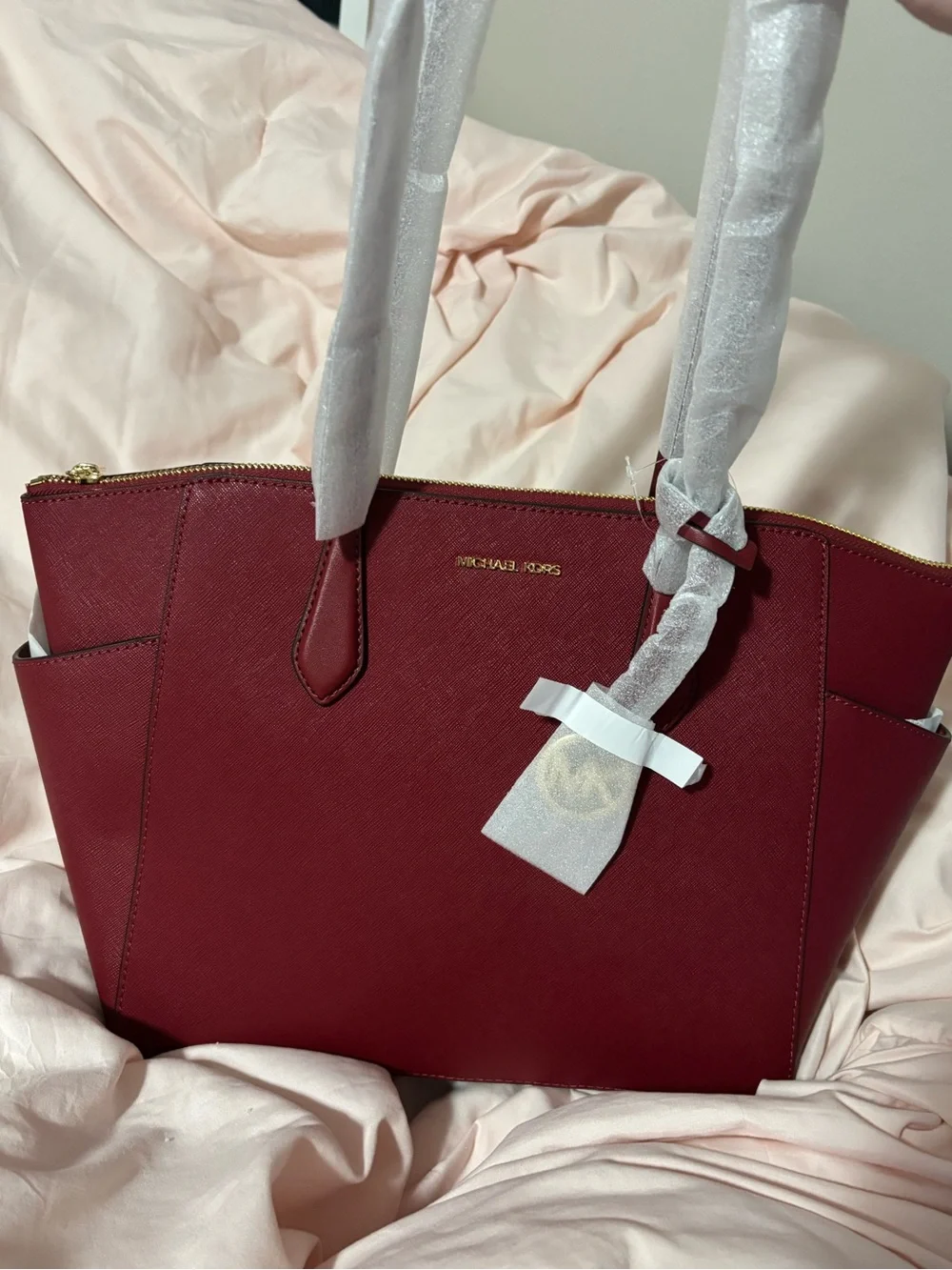 Michael Kors Red Saffiano Leather Tote with Gold Hardware *Brand New*